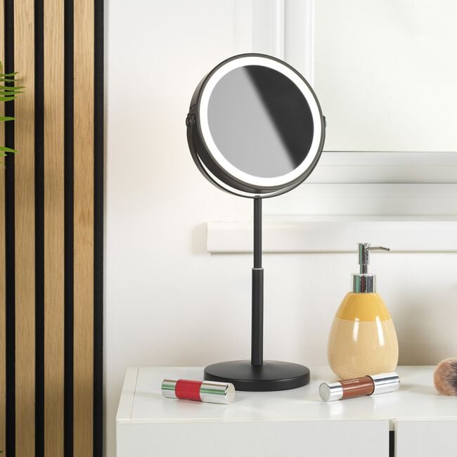 BELDRAY 7'' TELESCOPIC Black LED Mirror